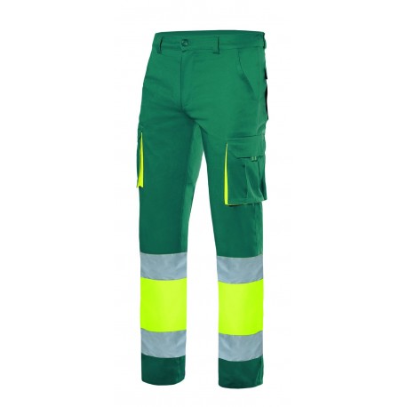Calça multibolsos stretch alta visibilidade