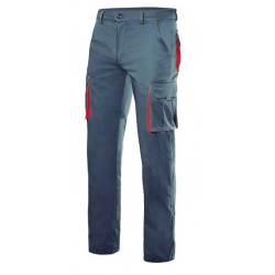 Calça bicolor multibolsos stretch