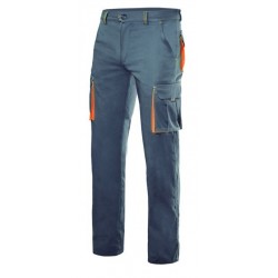 Calça bicolor multibolsos stretch