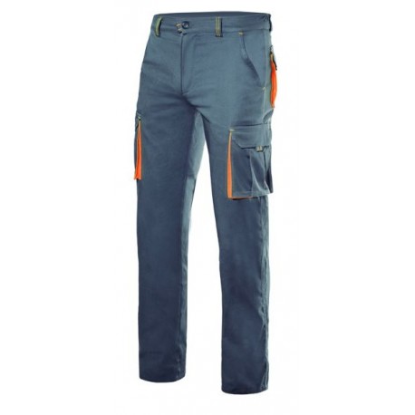 Calça bicolor multibolsos stretch