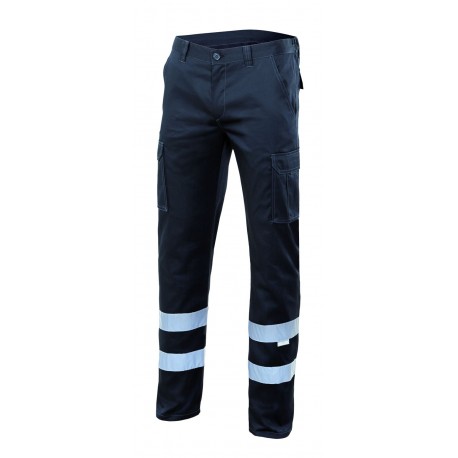 Calça multibolsos stretch c/faixas refletoras
