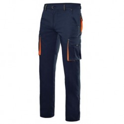 Calça bicolor multibolsos stretch