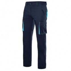 Calça bicolor multibolsos stretch