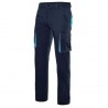 Calça bicolor multibolsos stretch