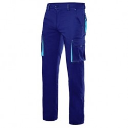 Calça bicolor multibolsos stretch