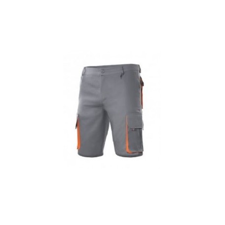 Bermuda Bicolor Cinza/Laranja Multibolsos