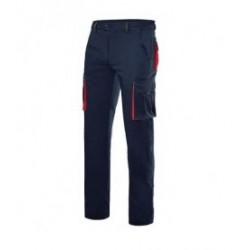 Calça bicolor multibolsos stretch