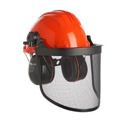 Capacete c/viseira em rede e auricular