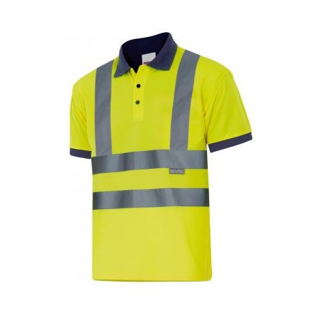 Polo Bicolor Amarelo Manga Curta Alta Visibilidade