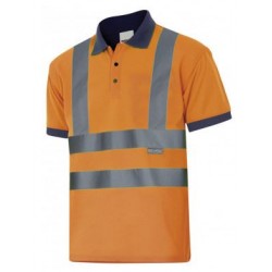 Polo Bicolor Laranja Manga Curta Alta Visibilidade