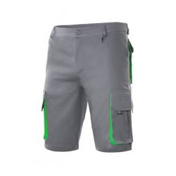 Bermuda Bicolor Cinza/Verde Multibolsos