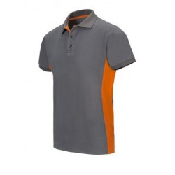 Polo Bicolor Cinza/Laranja Manga Curta
