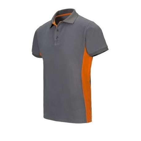 Polo Bicolor Cinza/Laranja Manga Curta