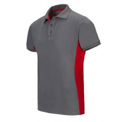 Polo Bicolor Cinza/Vermelho Manga Curta