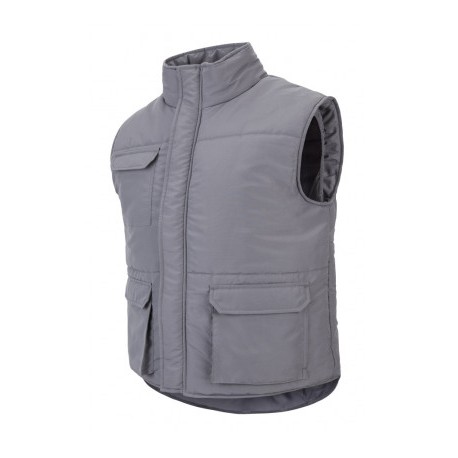 Colete acolchoado multibolsos cinzento